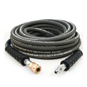Gray Non-Marking Pressure Washer Hose, 3/8" ID 4200 PSI 1-Wire, Quick Connect