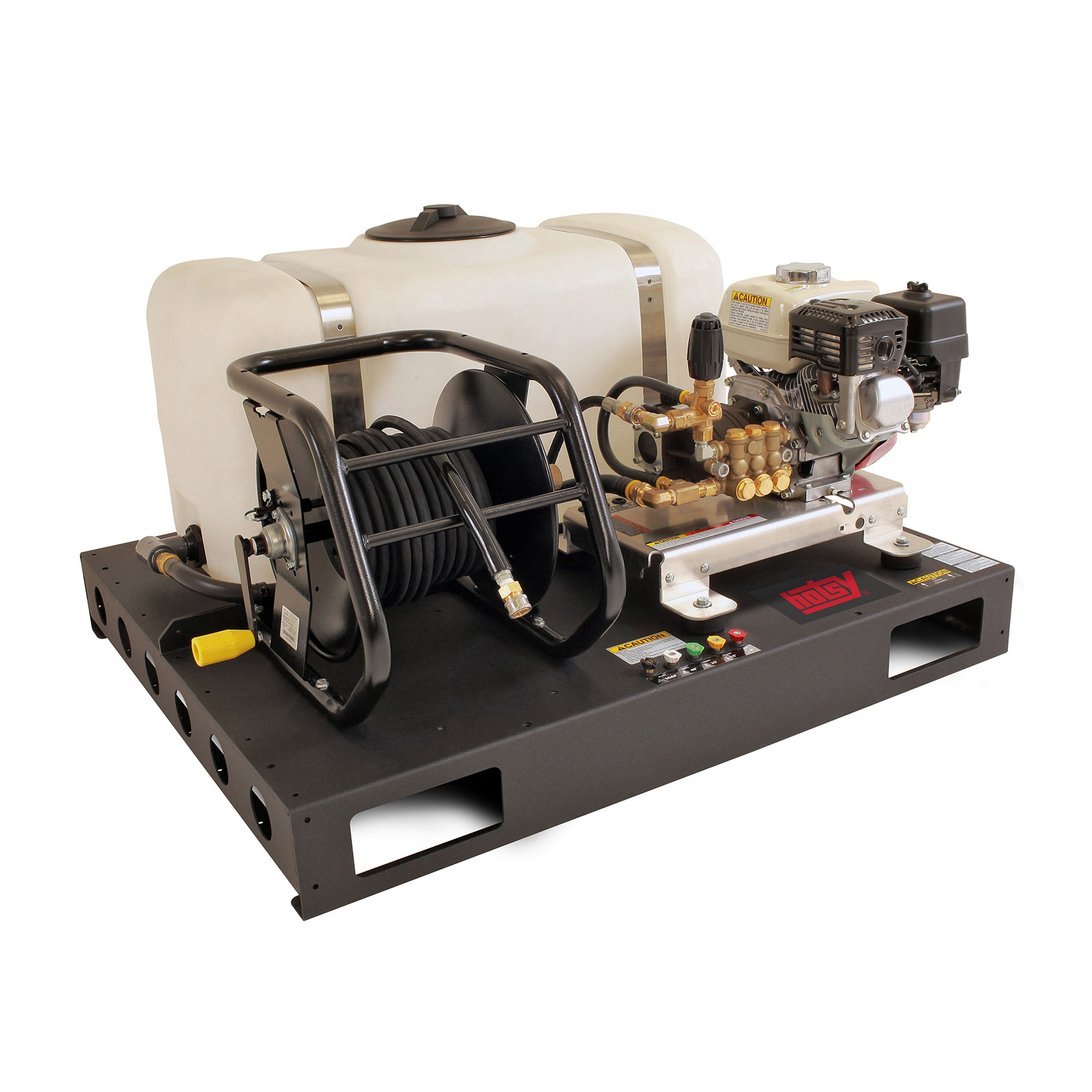 Hotsy HD Skid with 50 Gal Tank & 100' Hose Reel